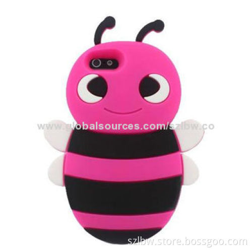Animal-shaped 3D Bee Style Silicone Case for iPhone 5, Various Colors for Choice